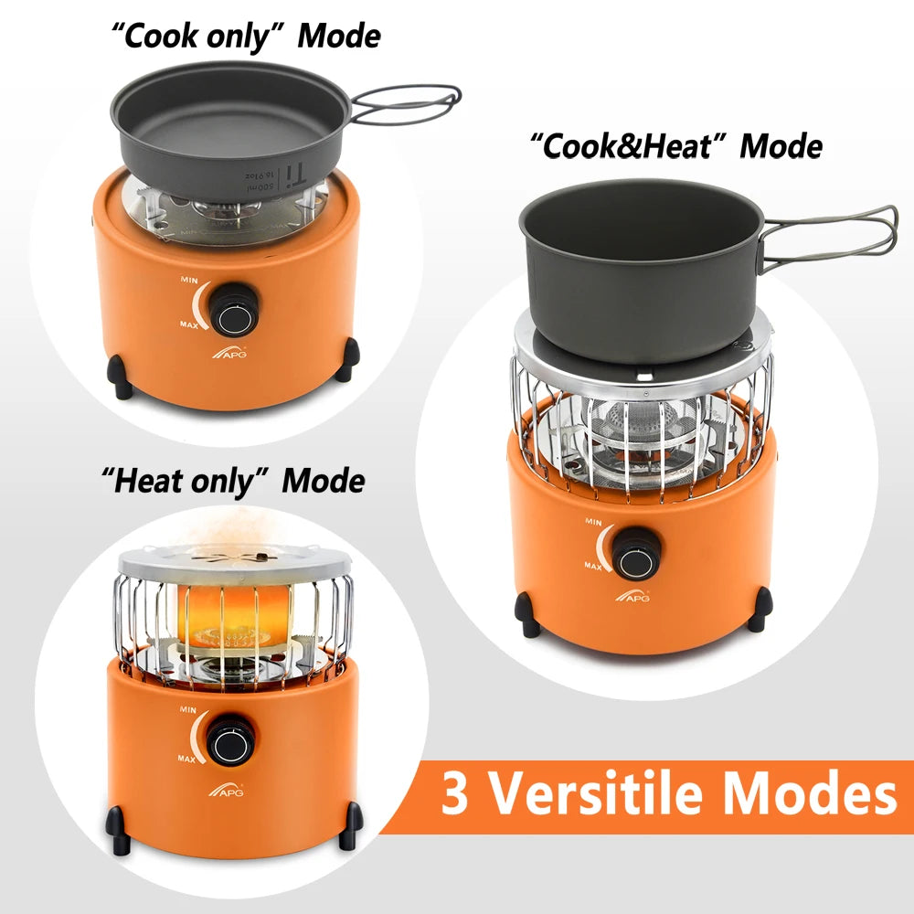 Portable 2 In 1 Camping Stove Gas Heater Outdoor