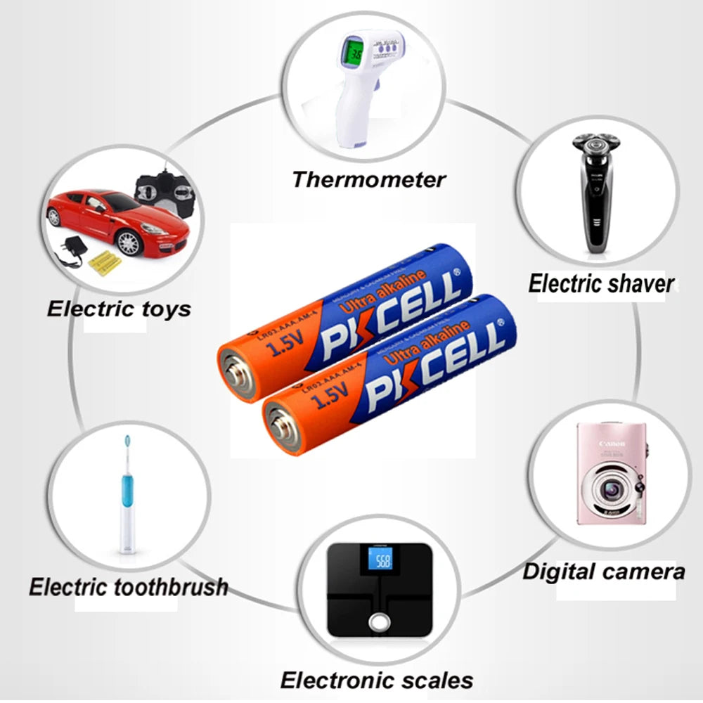 20PC PKCELL 1.5V AAA Alkaline Battery LR03 E92 AM4 MN2400 MX2400 1.5Volt 3A AAA Batteria Dry Battery for Electronic thermometer