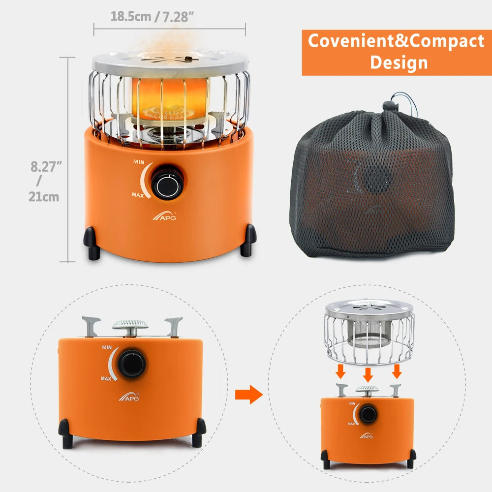 Portable 2 In 1 Camping Stove Gas Heater Outdoor