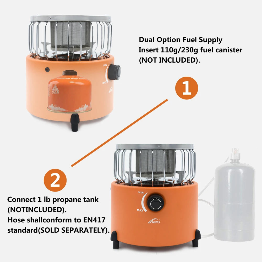 Portable 2 In 1 Camping Stove Gas Heater Outdoor