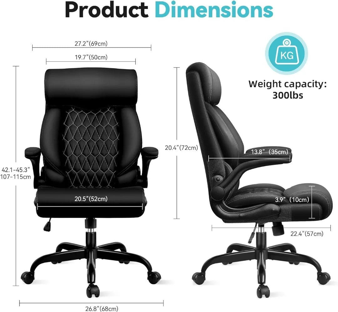 Office Chair, High Back Executive Office Chair Ergonomic Computer Desk Chair with Rocking Function, Leather Managerial Office