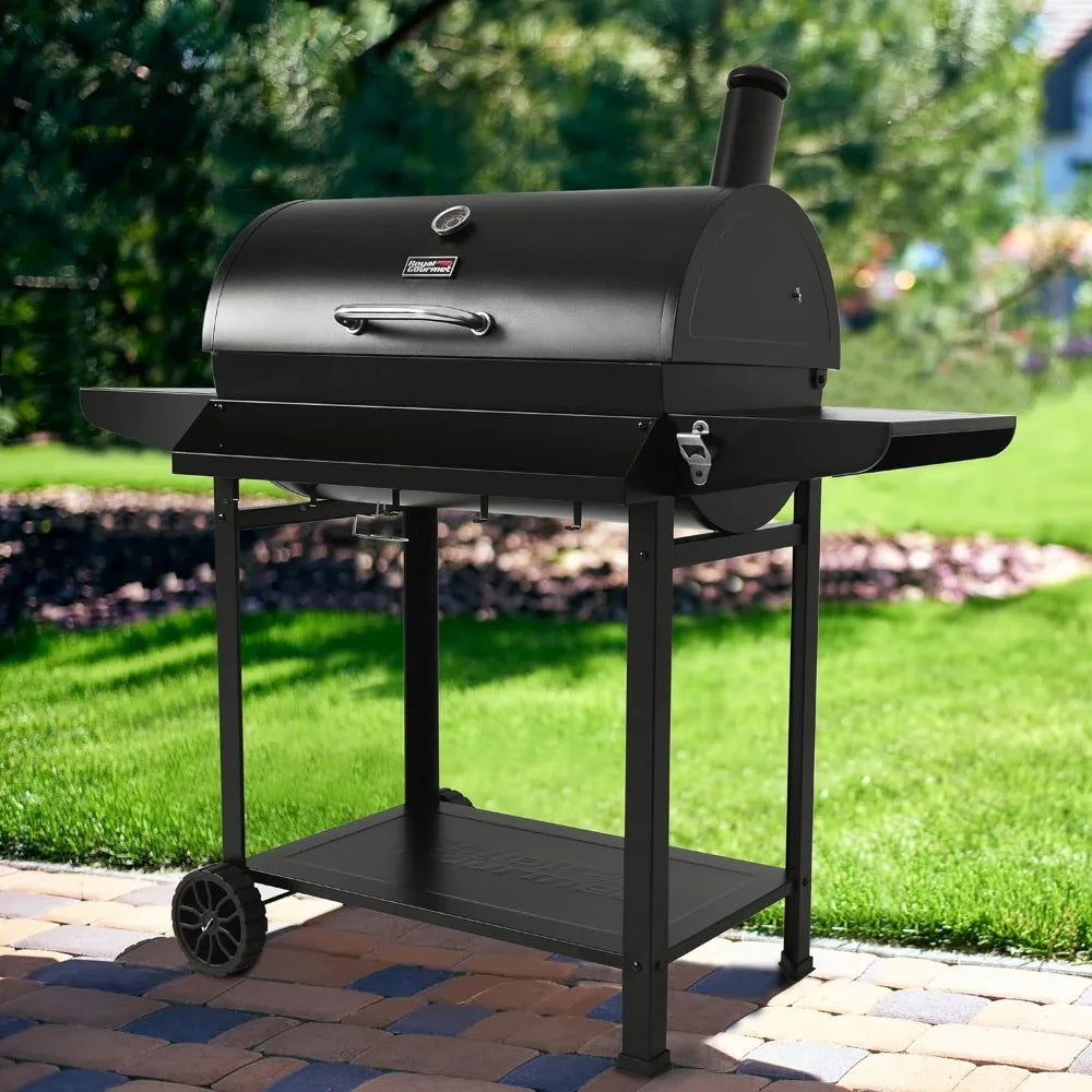 Royal Gourmet CC1830T 30-Inch Barrel Charcoal Grill with Front Storage Basket, Outdoor BBQ Grill with 627 sq. in. Cooking Area,