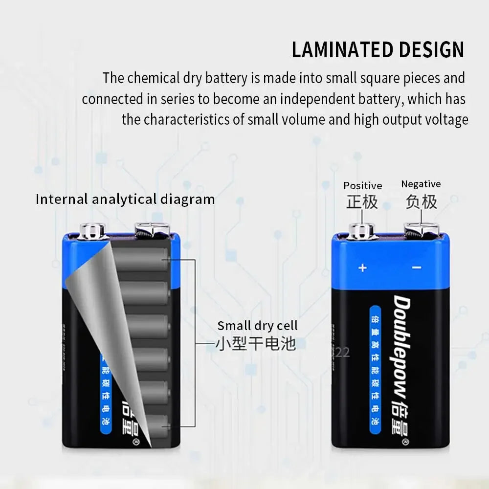 Doublepow 1-10PCS Disposable 9V 6F22 Battery 9V6F22 Alkaline