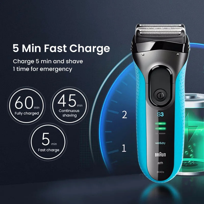 Bruan Electric Razor Electric Shaver Rechargeable Shaving Machine for Men Beard Wet-Dry Dual Use Floating Cutters Fast Charge