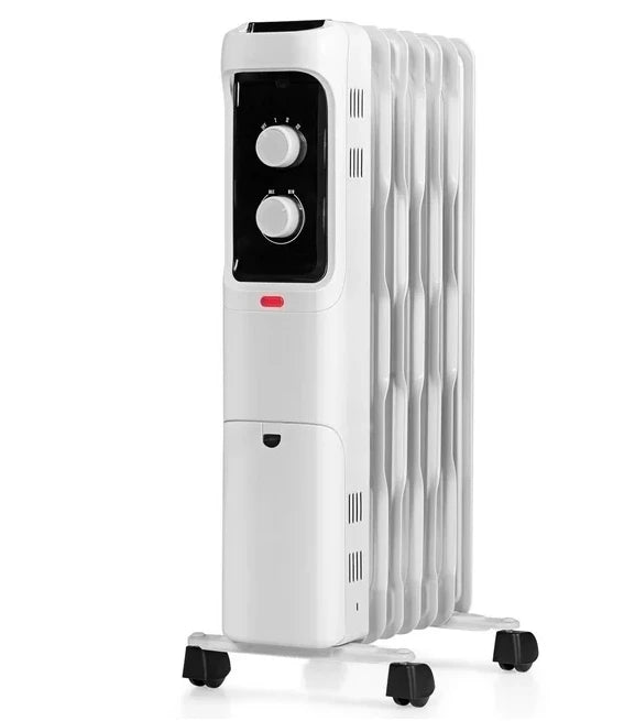 Gymax 1500W Space Heater Electric Oil Filled Radiator Heater, White