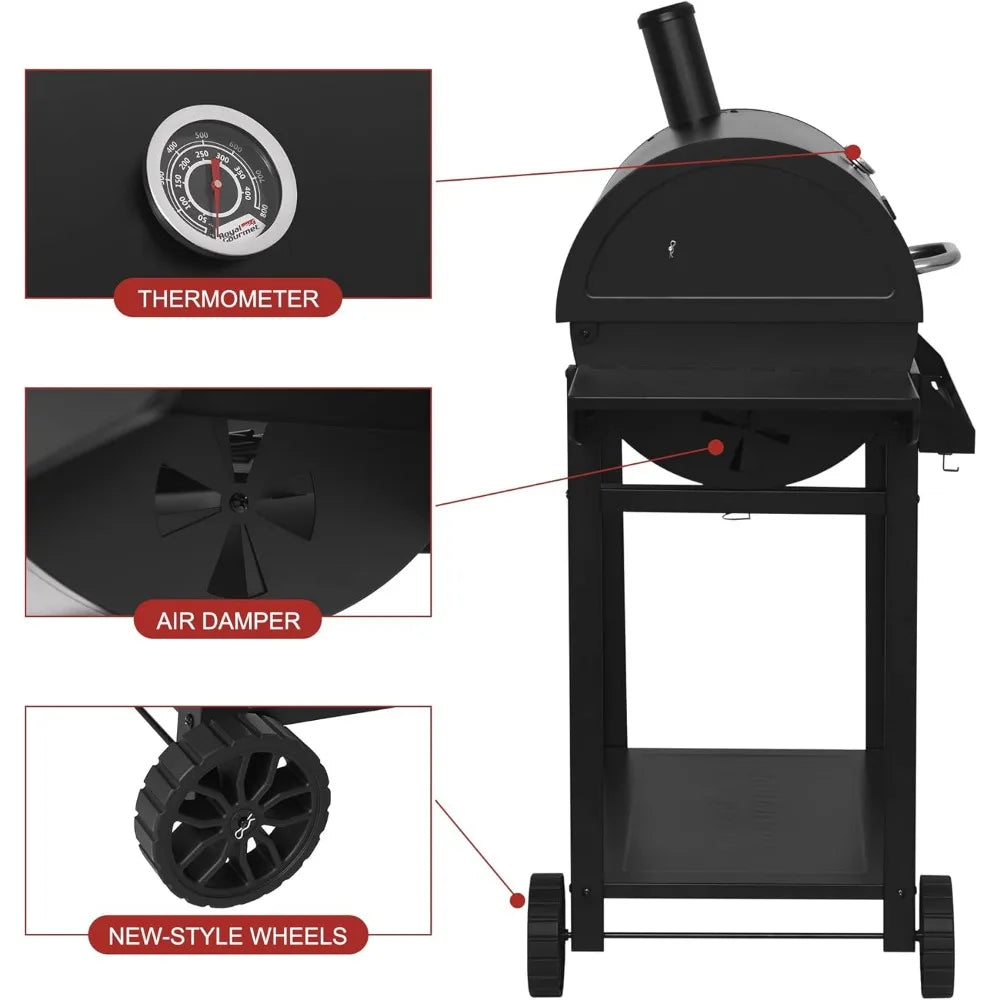 Royal Gourmet CC1830T 30-Inch Barrel Charcoal Grill with Front Storage Basket, Outdoor BBQ Grill with 627 sq. in. Cooking Area,