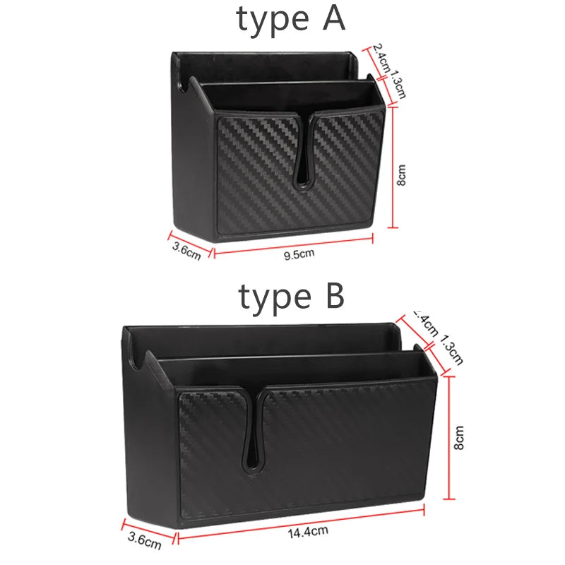 Carbon Fiber Texture Car Storage Box Universal Paste Style Card Earphone Cord Phone Organizer