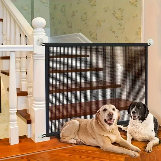 Dog Barrier Fence Mesh Gate With 4Pcs Hook Pets Indoor Safe Enclosure Isolated Stairs Folding Breathable Playpen Dogs supplies