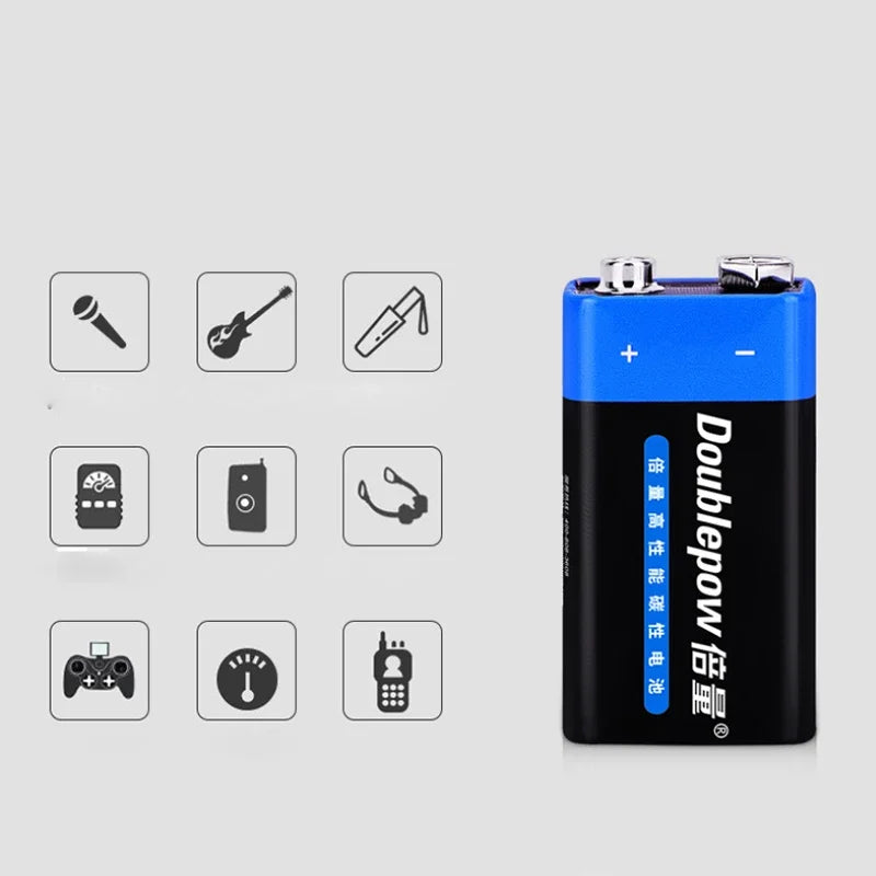 Doublepow 1-10PCS Disposable 9V 6F22 Battery 9V6F22 Alkaline