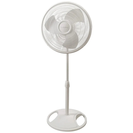 Desk Fan ,16" Oscillating 3-Speed Pedestal Fan with Adjustable Height, 47" H, White, S16200