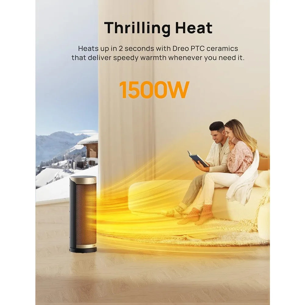 Space Heater, 1500W PTC Heaters for Indoor Use with Remote,70° Oscillation, 1-12H Timer, Electric Heaters