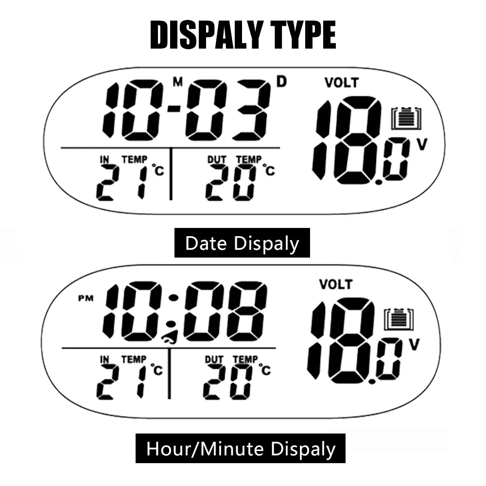 12V/24V Backlight Interior Accessories Freeze alert 3 in 1 Car Voltmeter Thermometer LCD Digital Noctilucous Clock