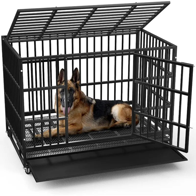 LEMBERI 48/38 inch Heavy Duty Indestructible Dog Crate